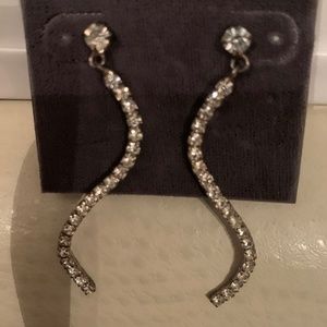EARRINGS- Dangling rhinestone curving pierced vintage piece